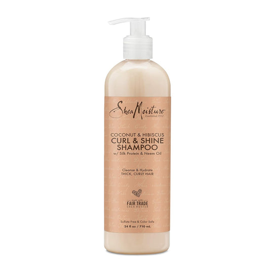 SheaMoisture Shampoo Coconut and Hibiscus, for Thick, Curly Hair, to Cleanse & Hydrate, 24 oz