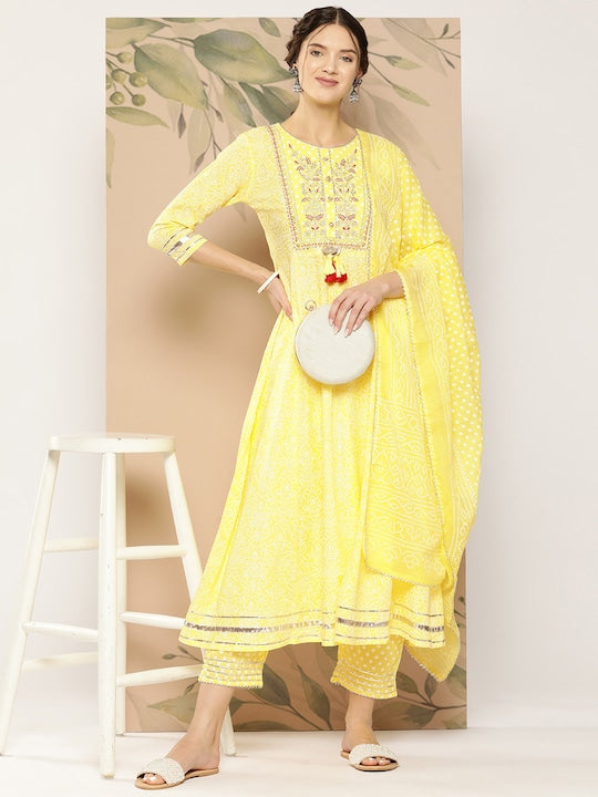 Yufta Ethnic Motifs Embroidered Regular Thread Work Kurta with Trousers & With Dupatta