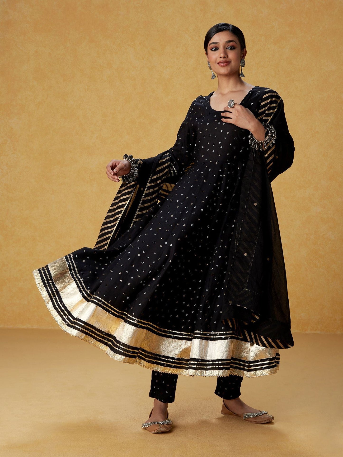 Likha Black Gotapatti Anarkali with Dupatta LIKSKD201 (Set of 3)