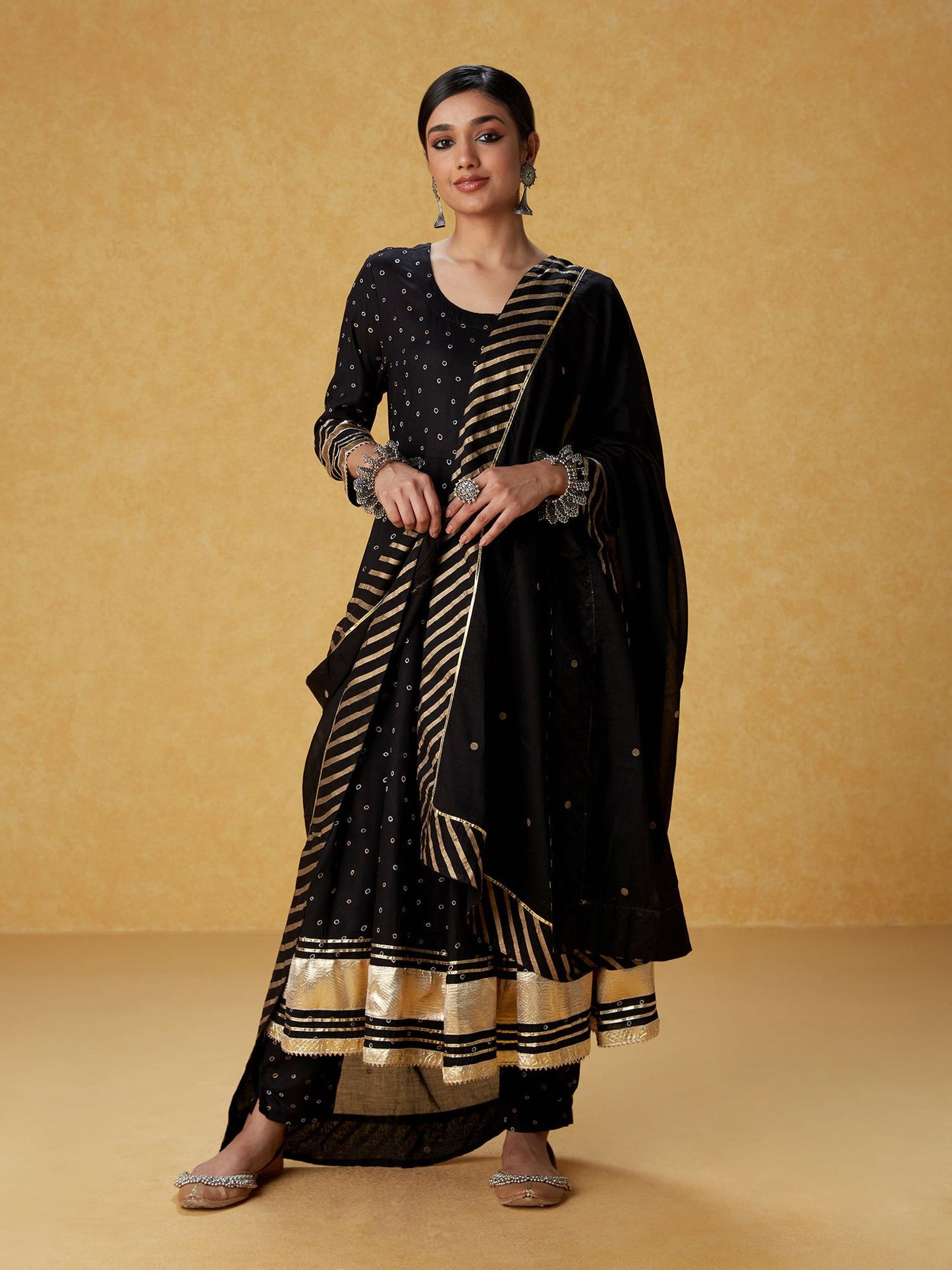 Likha Black Gotapatti Anarkali with Dupatta LIKSKD201 (Set of 3)
