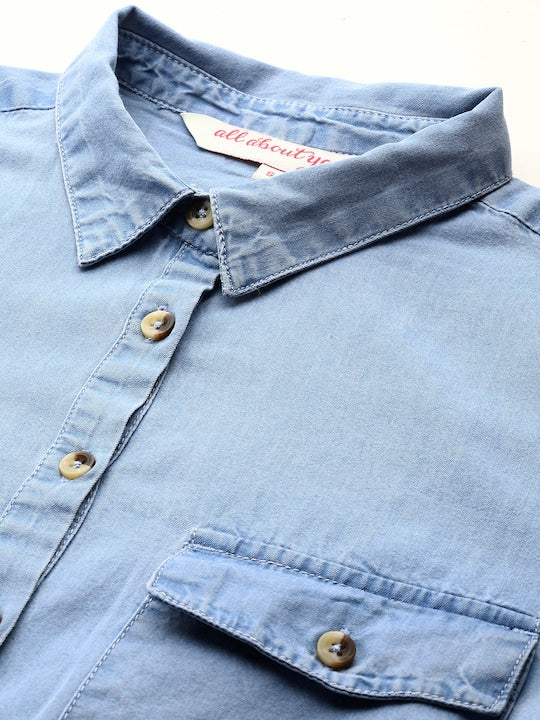All about you Pure Cotton Chambray Shirt Mini Dress