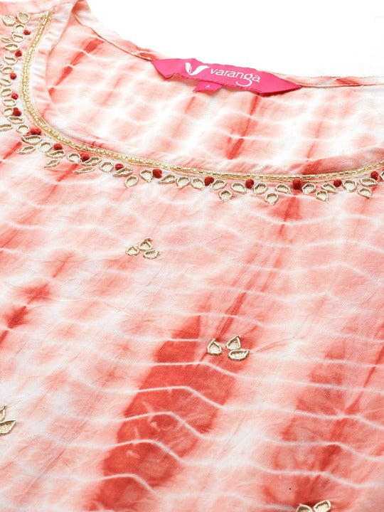 Varanga Women Dyed Regular Gotta Patti Pure Cotton Kurta with Palazzos & With Dupatta