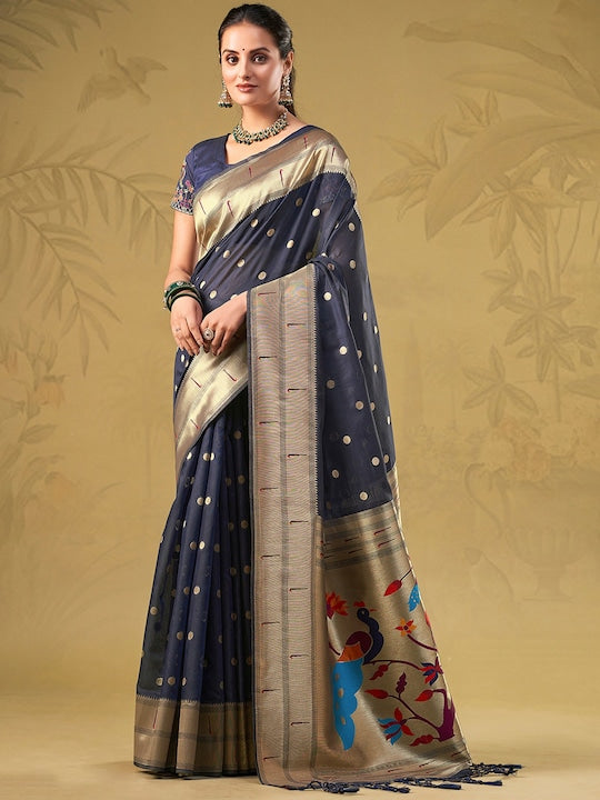 Sangria Geometric Woven Designed Saree