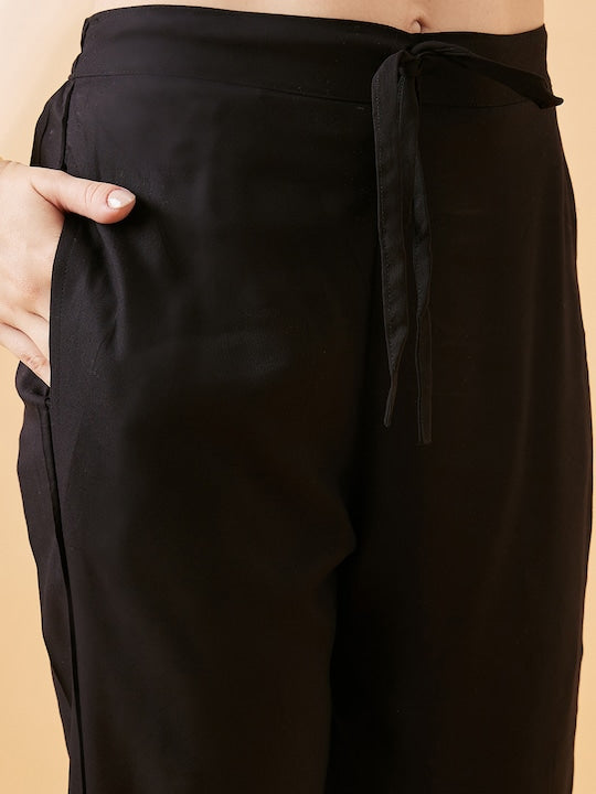 All about you Ethnic Motifs Printed Gotta Patti A-Line Kurta With Trouser