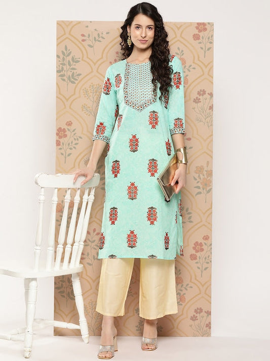 Yufta Women Floral Printed Straight Kurta