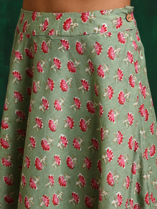 AKS Embroidered Thread Work Ready To Wear Silk Lehenga & Blouse With Dupatta