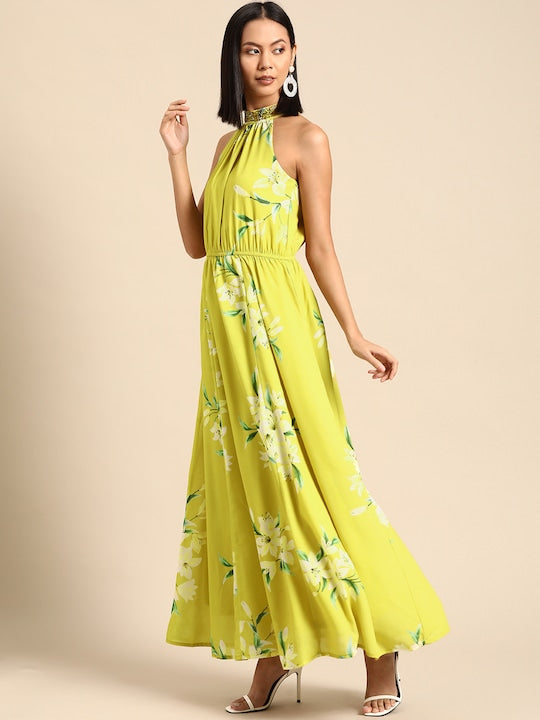 All about you Halter Neck Floral Printed Maxi Dress