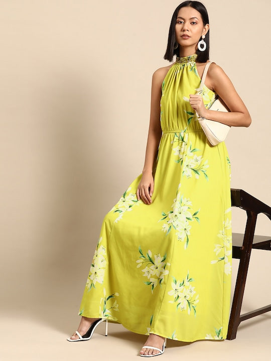 All about you Halter Neck Floral Printed Maxi Dress