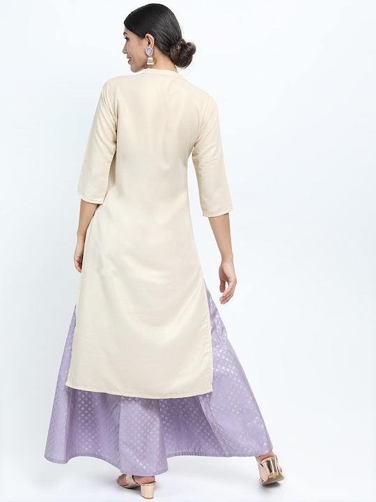 Vishudh Women Cream Straight Kurta
