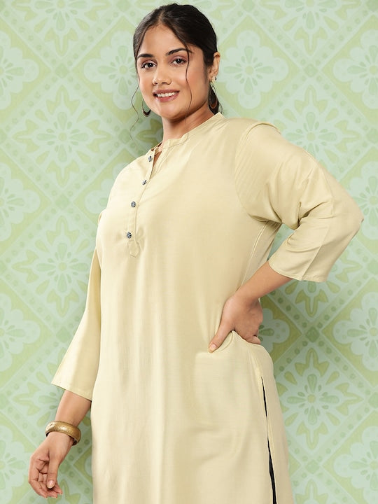 Yufta Women Plus Size Solid Straight Kurta