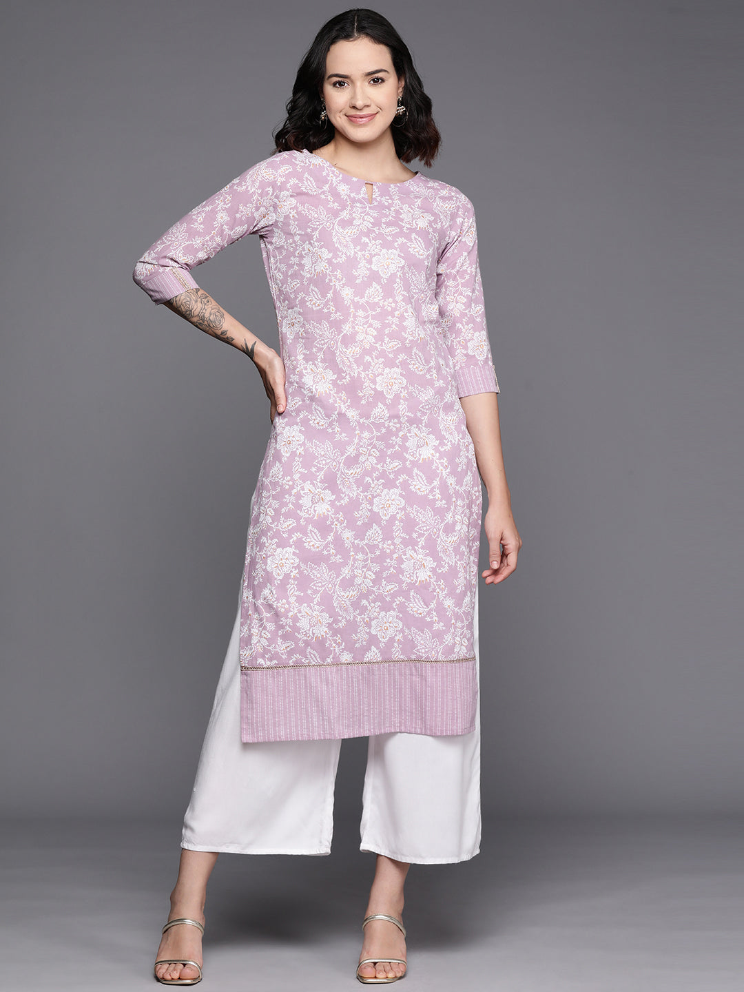 Ahalyaa Floral Printed Pure Cotton Kurta