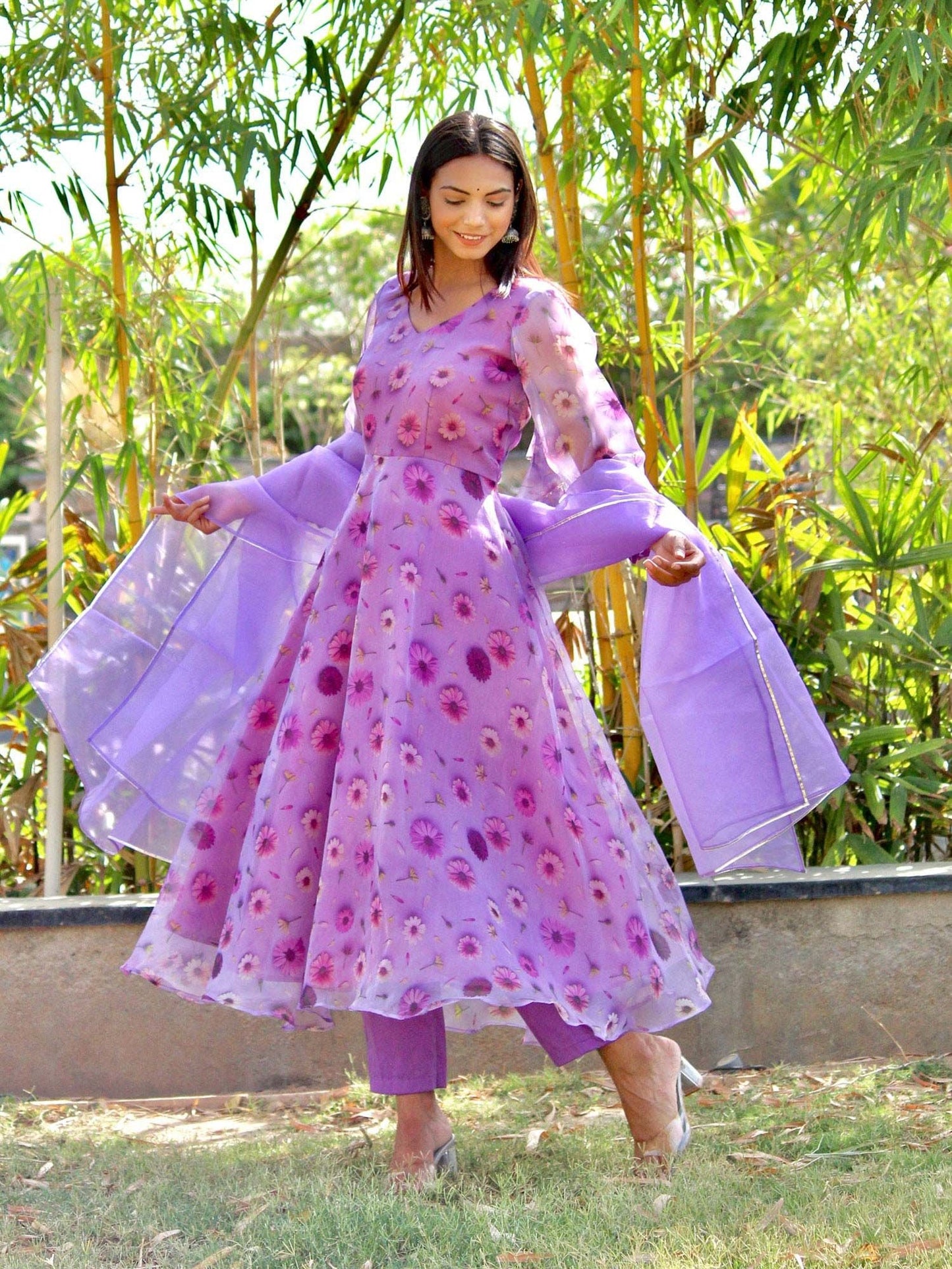 ONEWE INDIA Taara Floral Suit Set (Set of 3) - Purple