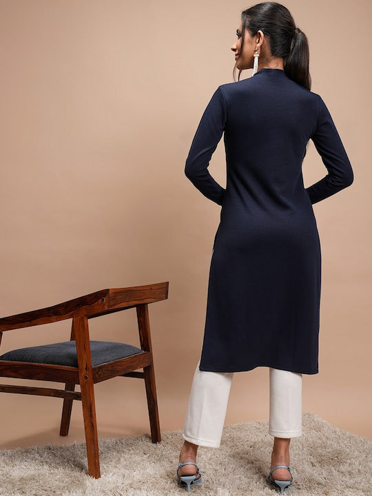 Vishudh V-Neck Winter Long Sleeves Kurta