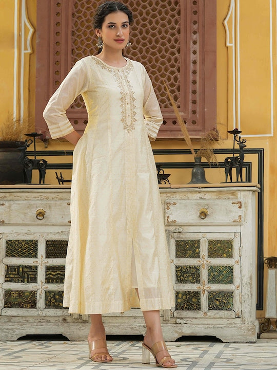 Juniper Women Beige Ethnic Motifs Kurta