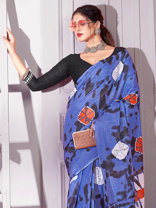 Saree mall Tie and Dye Printed Pure Cotton Saree