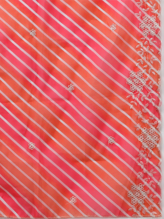 Yufta Women White Sequinned Kurta with Trousers & With Dupatta