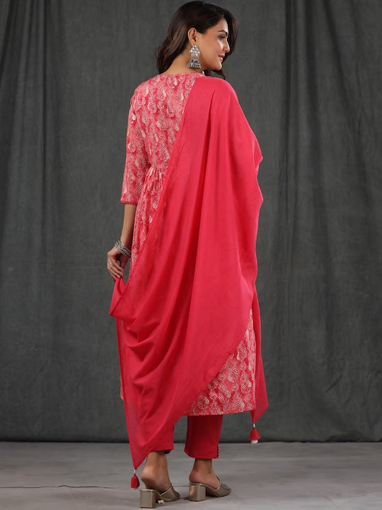 Readiprint Fashions Ethnic Motifs Printed Empire Pure Cotton Kurta With Trousers & Dupatta