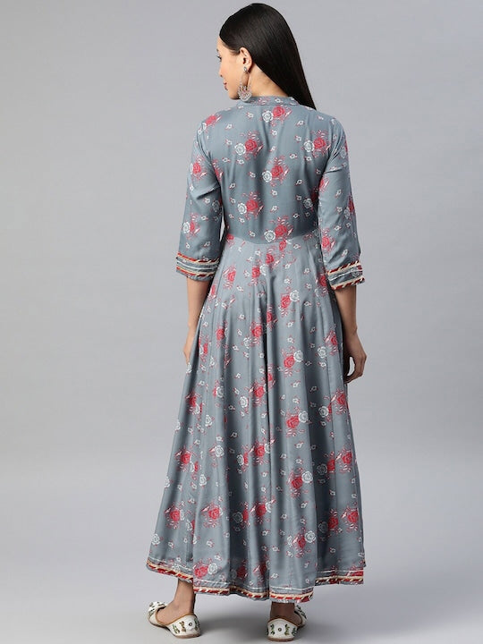Readiprint Fashions Floral Embroidered Fit & Flare Maxi Ethnic Dress
