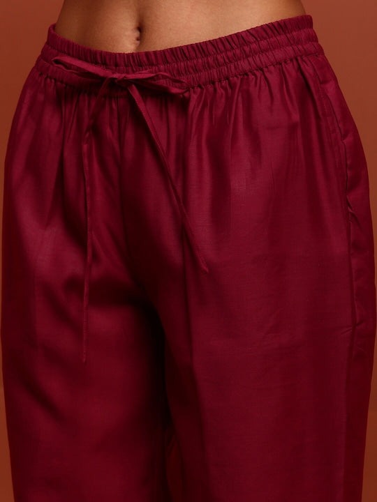 IMARA Ethnic Motifs Embroidered Gotta Patti Kurta With Trousers & Dupatta