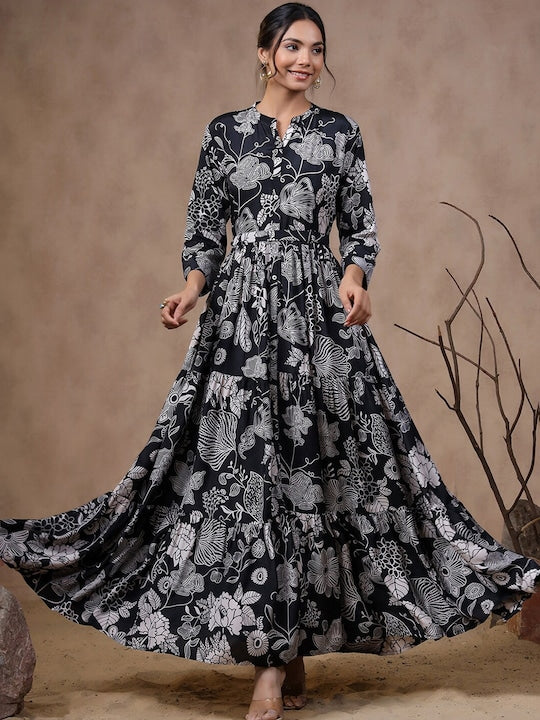 Vishudh Floral Print Maxi Dress