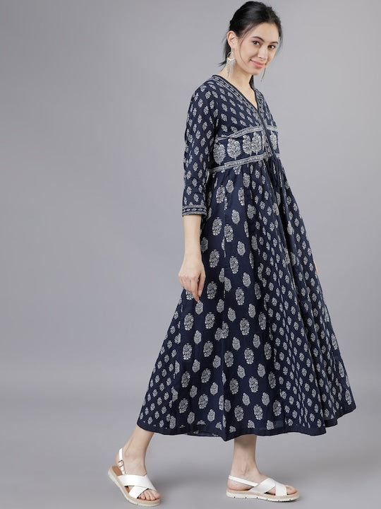 Vishudh Women Navy Blue Empire Dress