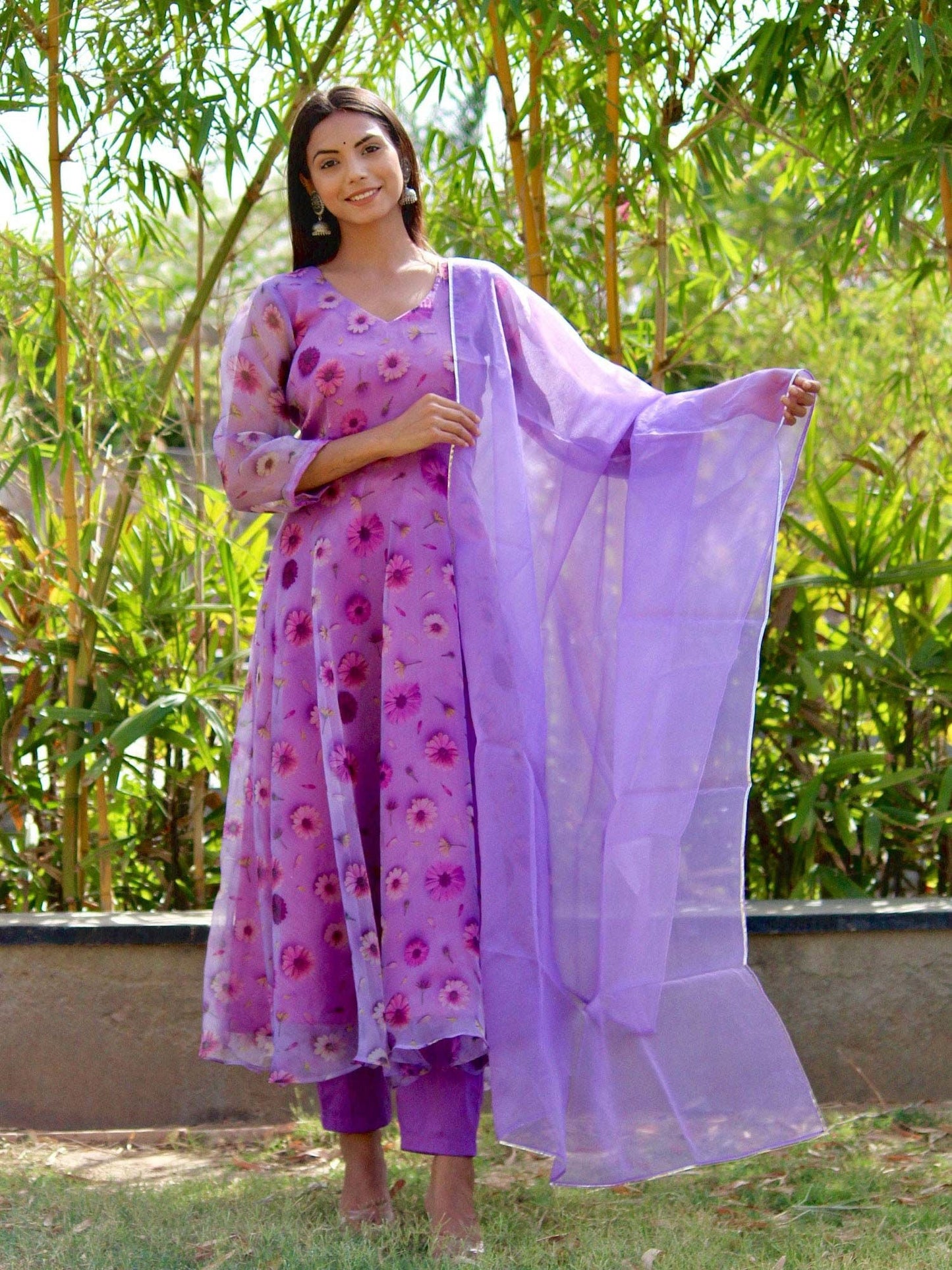 ONEWE INDIA Taara Floral Suit Set (Set of 3) - Purple