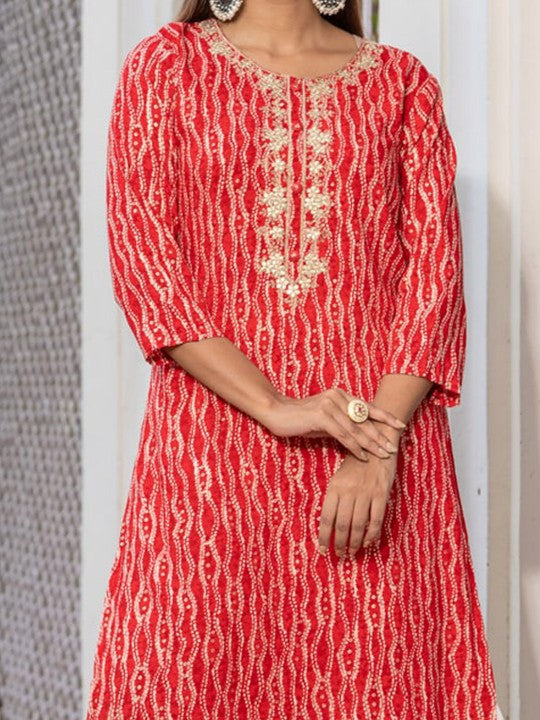 House of Pataudi Round Neck Printed Kurta