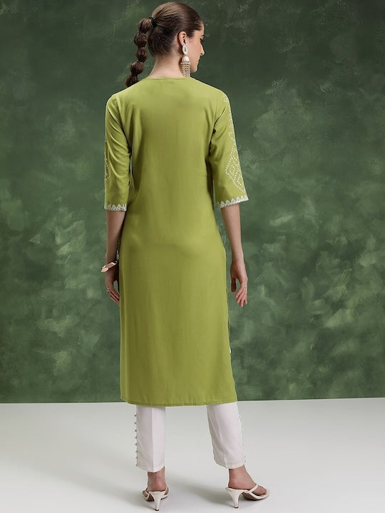 Vishudh Geometric Printed Keyhole Neck Kurta