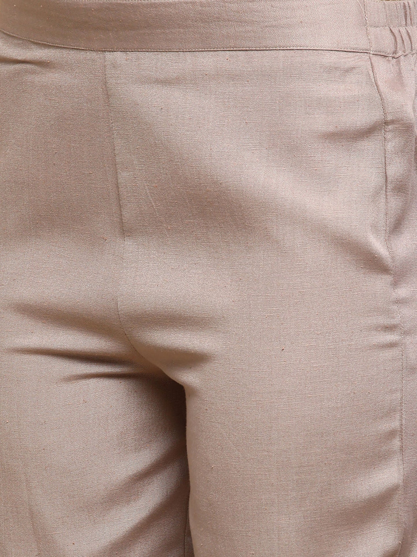 Heeposh Taupe Embroidered Rayon Kurta with Lace Work Detailing (Set of 3)