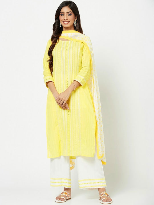 IMARA Ethnic Motifs Embroidered Kurta with Trousers & With Dupatta