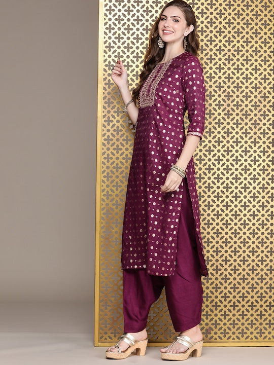 House of Pataudi Women Jashn Ethnic Motifs Yoke Design Kurta with Salwar & Dupatta