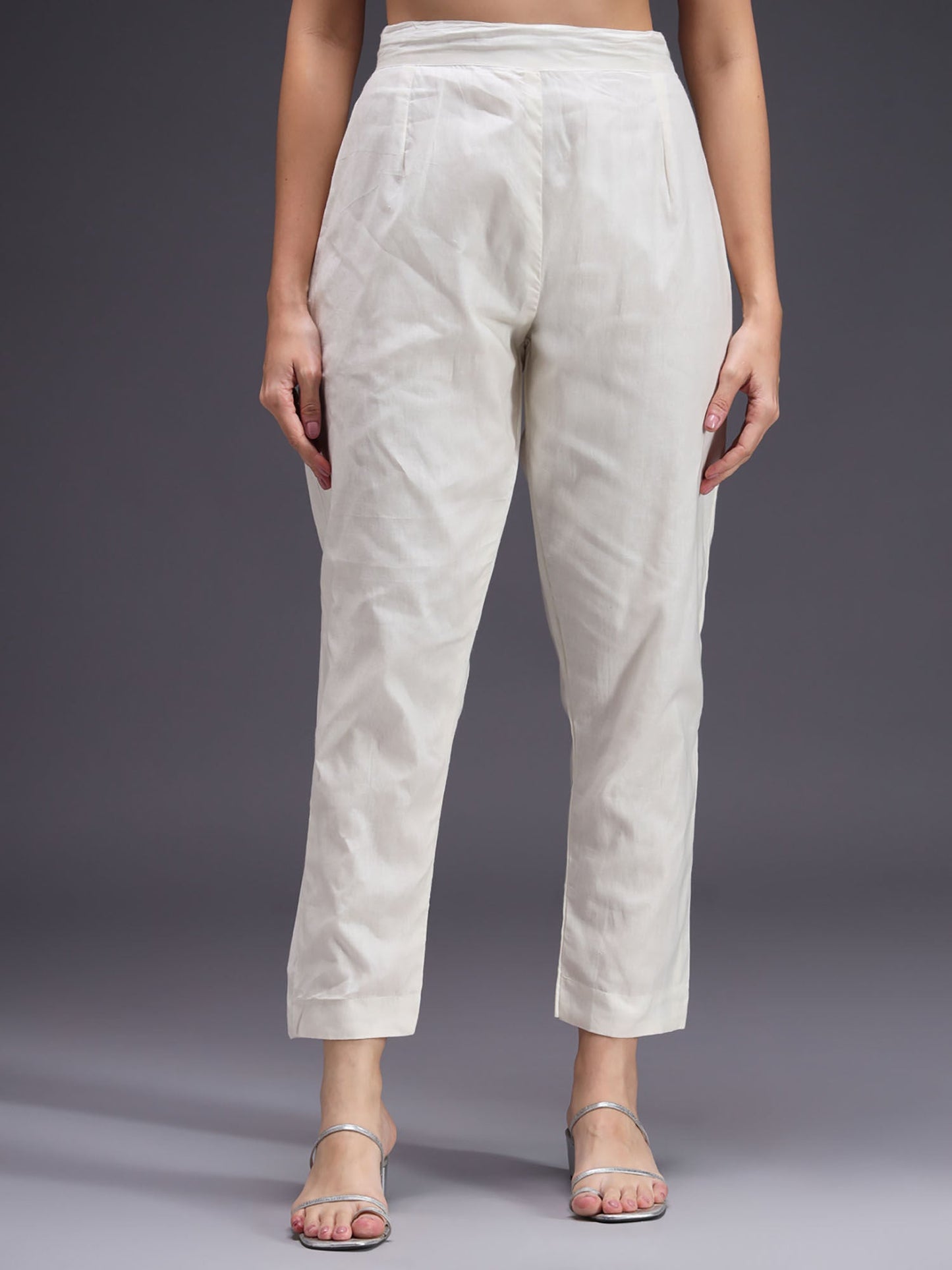 Heeposh Off White Cotton Weaved Kurta & Pant with Shibori Mulmul Dupatta (Set of 3)