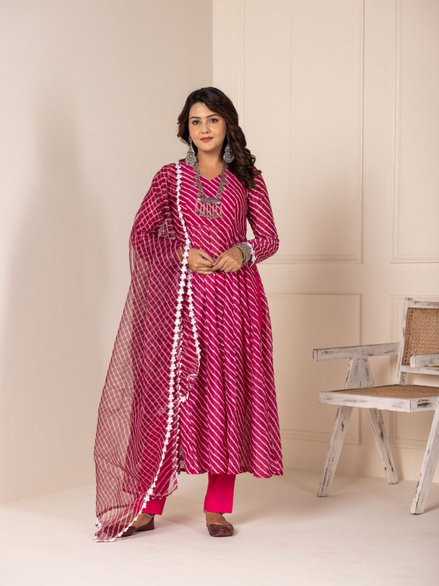 ONEWE INDIA Pink Naira Kurta (Set of 3)