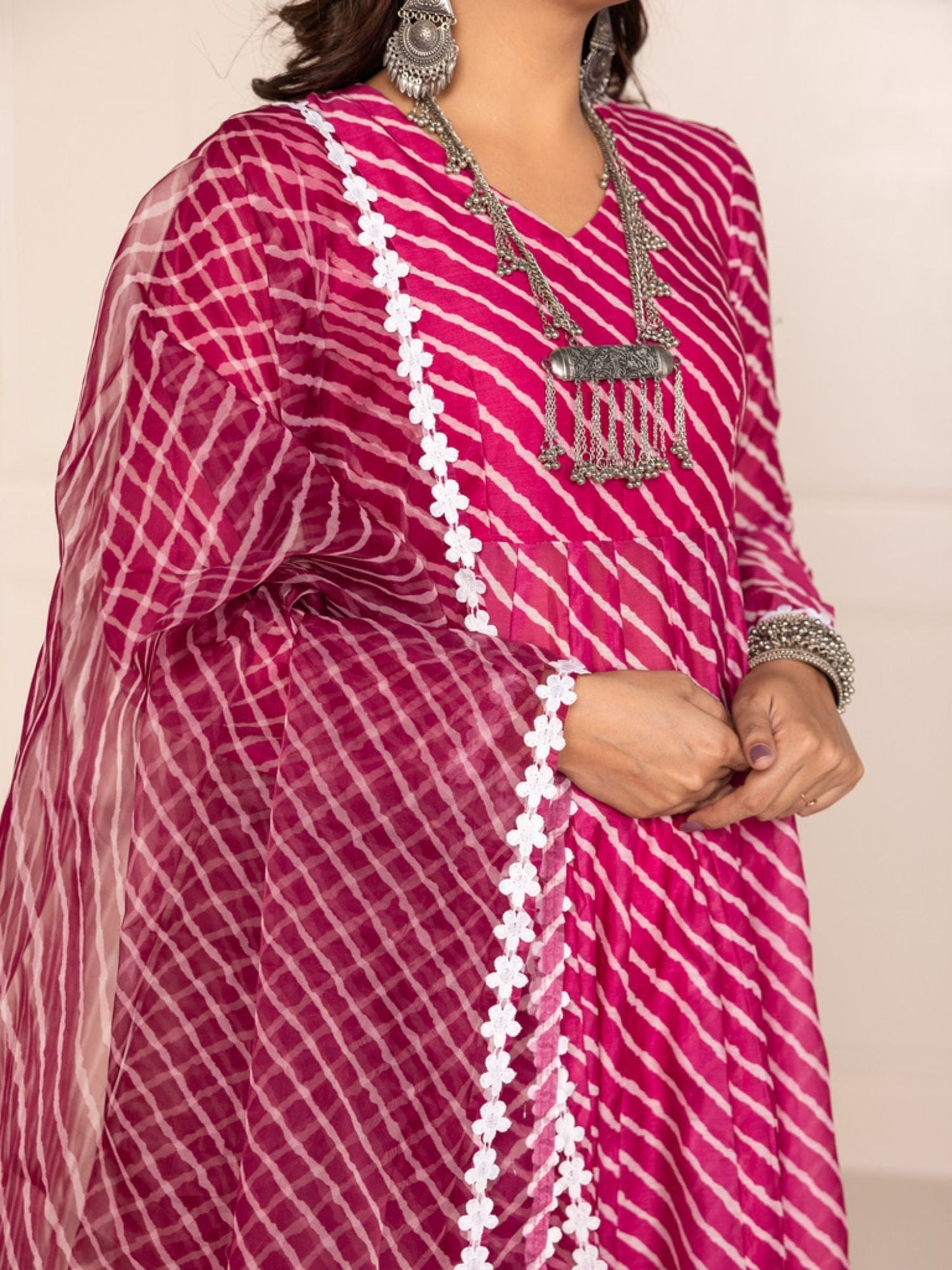 ONEWE INDIA Pink Naira Kurta (Set of 3)