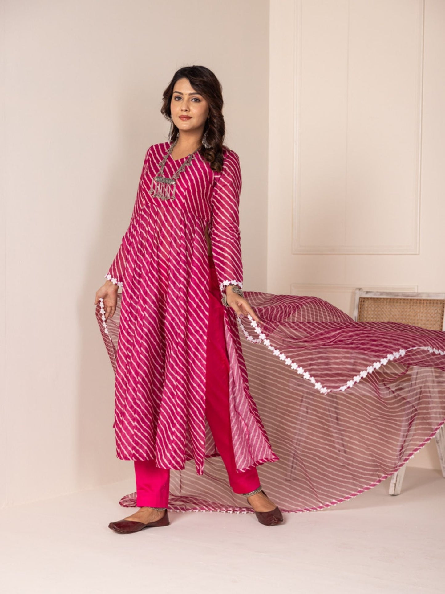 ONEWE INDIA Pink Naira Kurta (Set of 3)