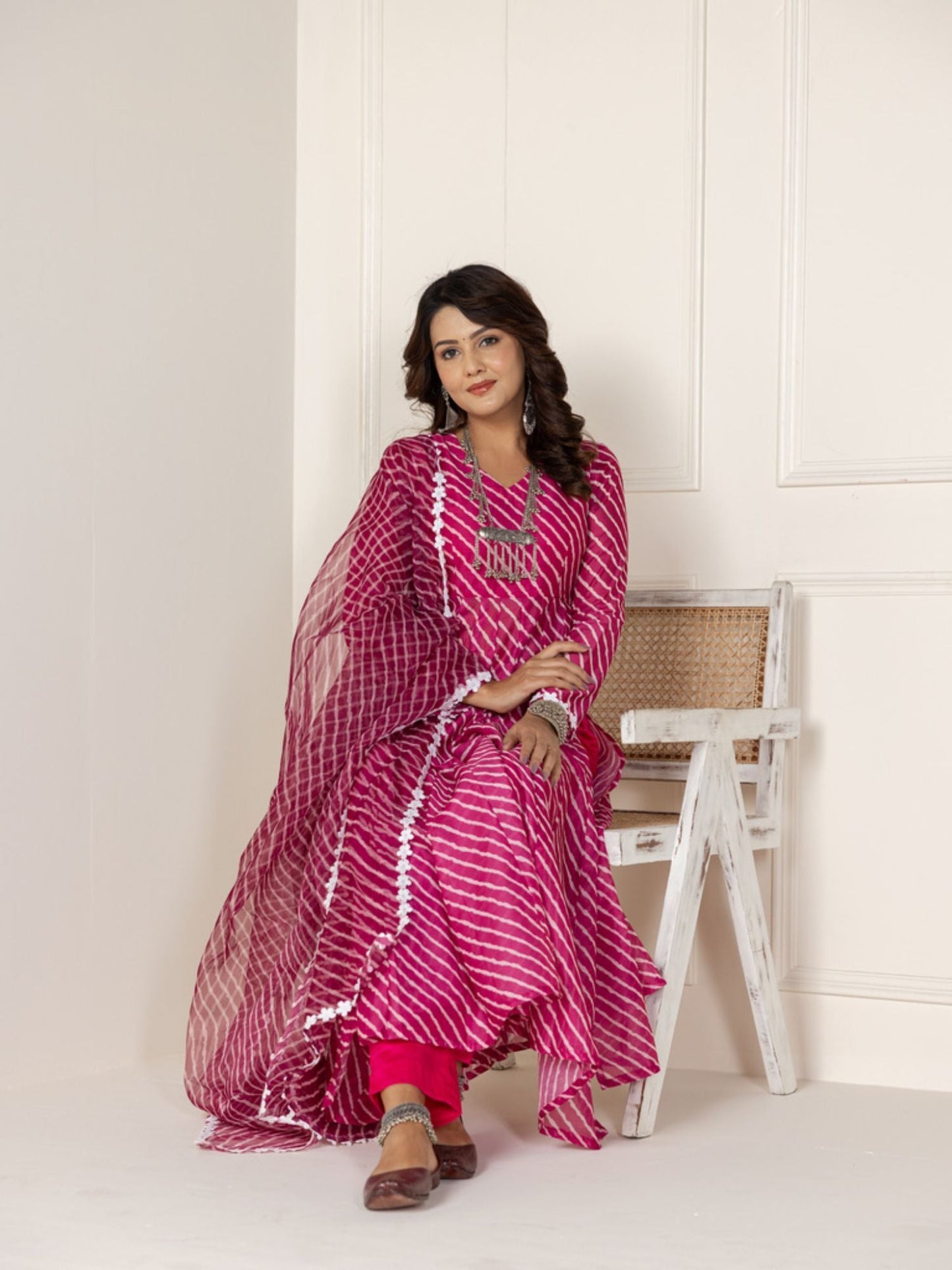 ONEWE INDIA Pink Naira Kurta (Set of 3)