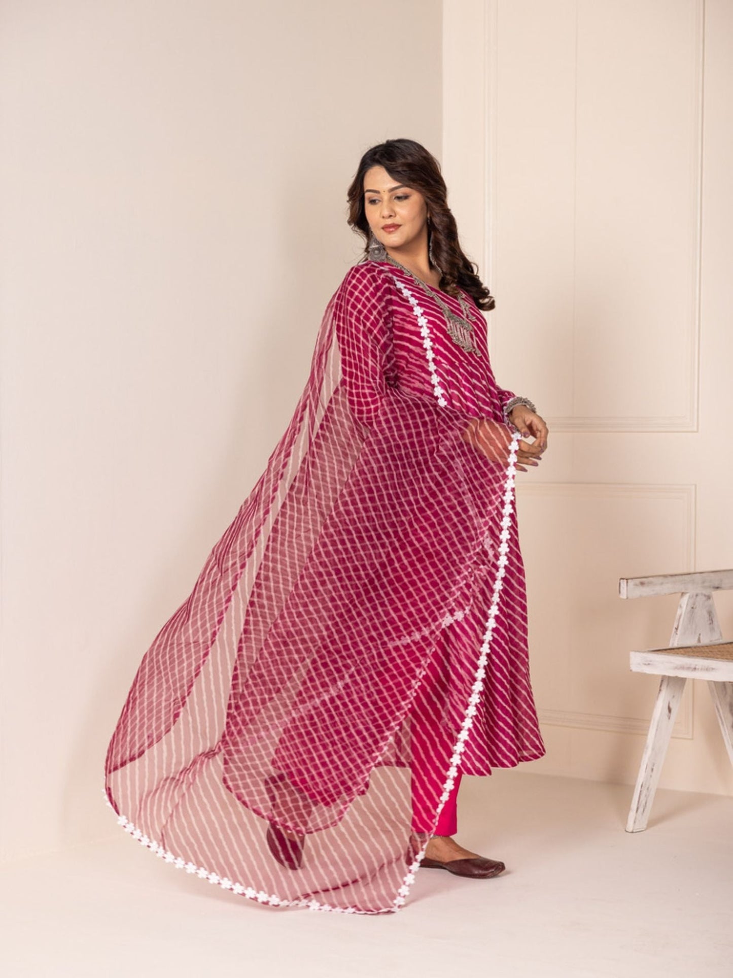 ONEWE INDIA Pink Naira Kurta (Set of 3)