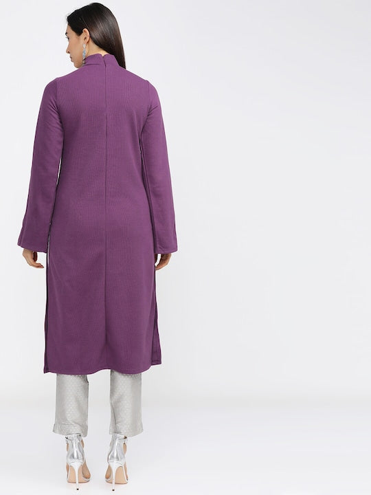 Vishudh Women Purple Solid Kurta