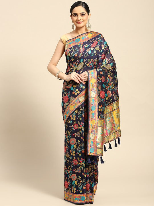 Silk Land Floral Zari Saree