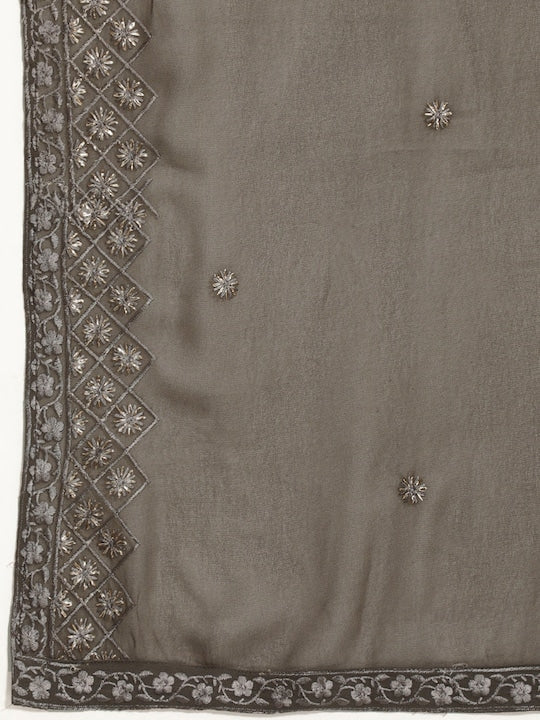 House of Pataudi Women Embroidered Jashn Kurta with Trousers & Dupatta Set