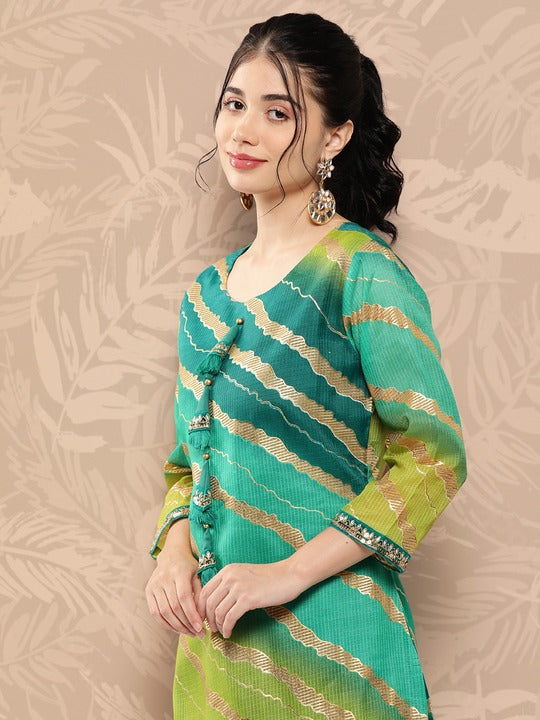 Yufta Women Leheriya Striped Kurta