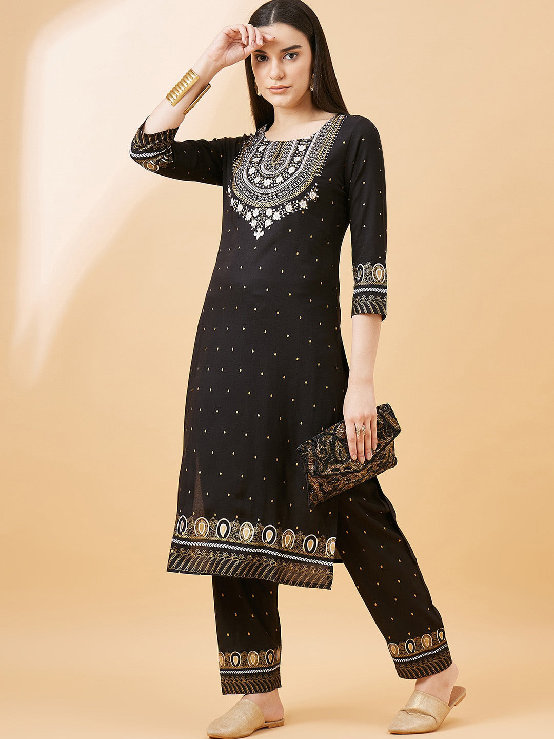 All about you Ethnic Motifs Yoke Design Regular Kurta with Trousers
