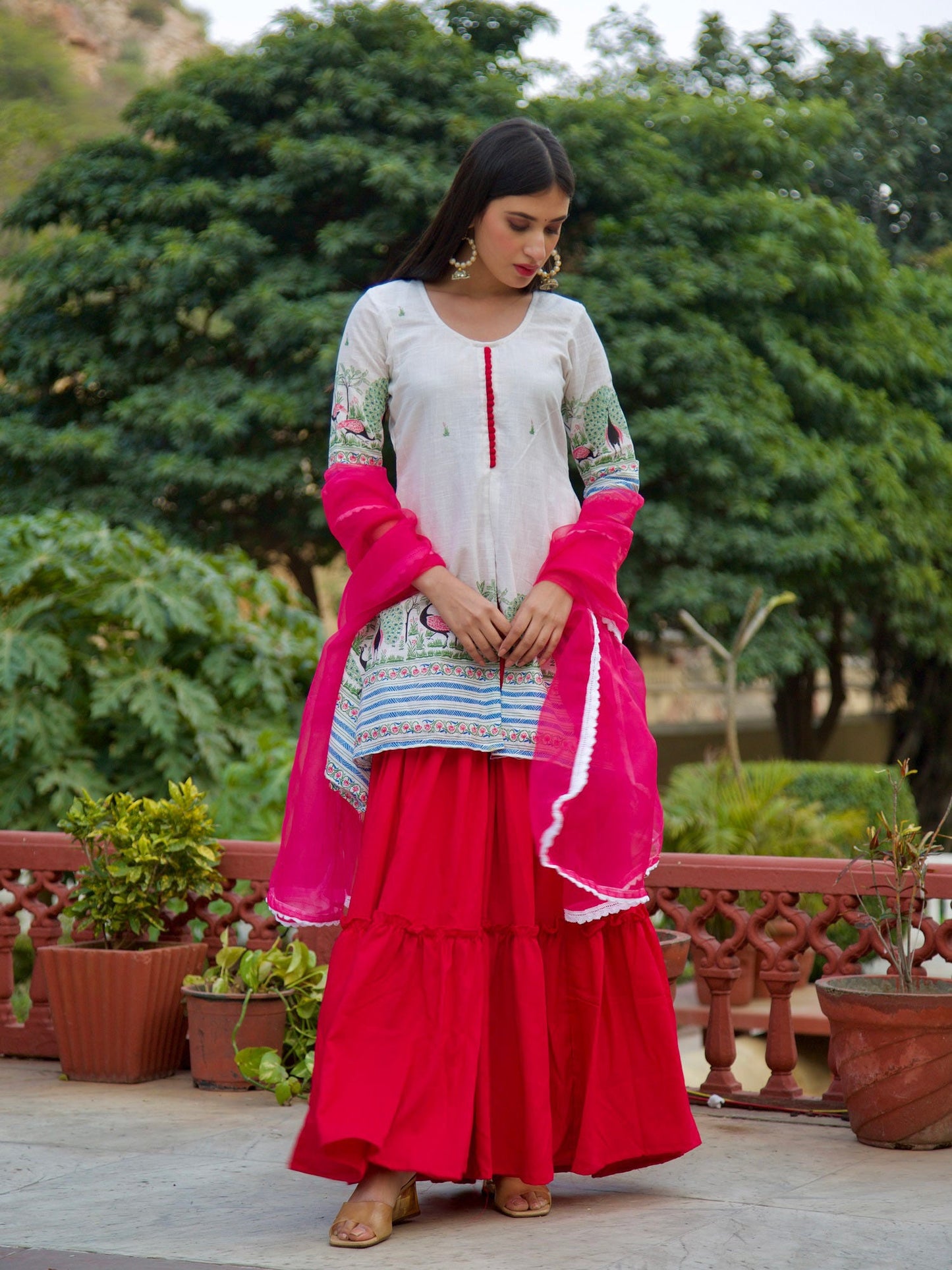 ONEWE INDIA Jaishree Sharara Set (Set of 3)