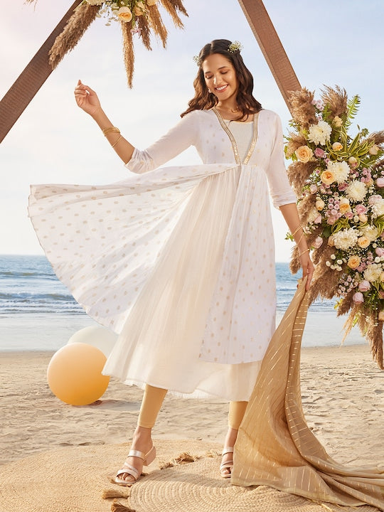 Aurelia Women Abstract Printed Layered Anarkali Kurta