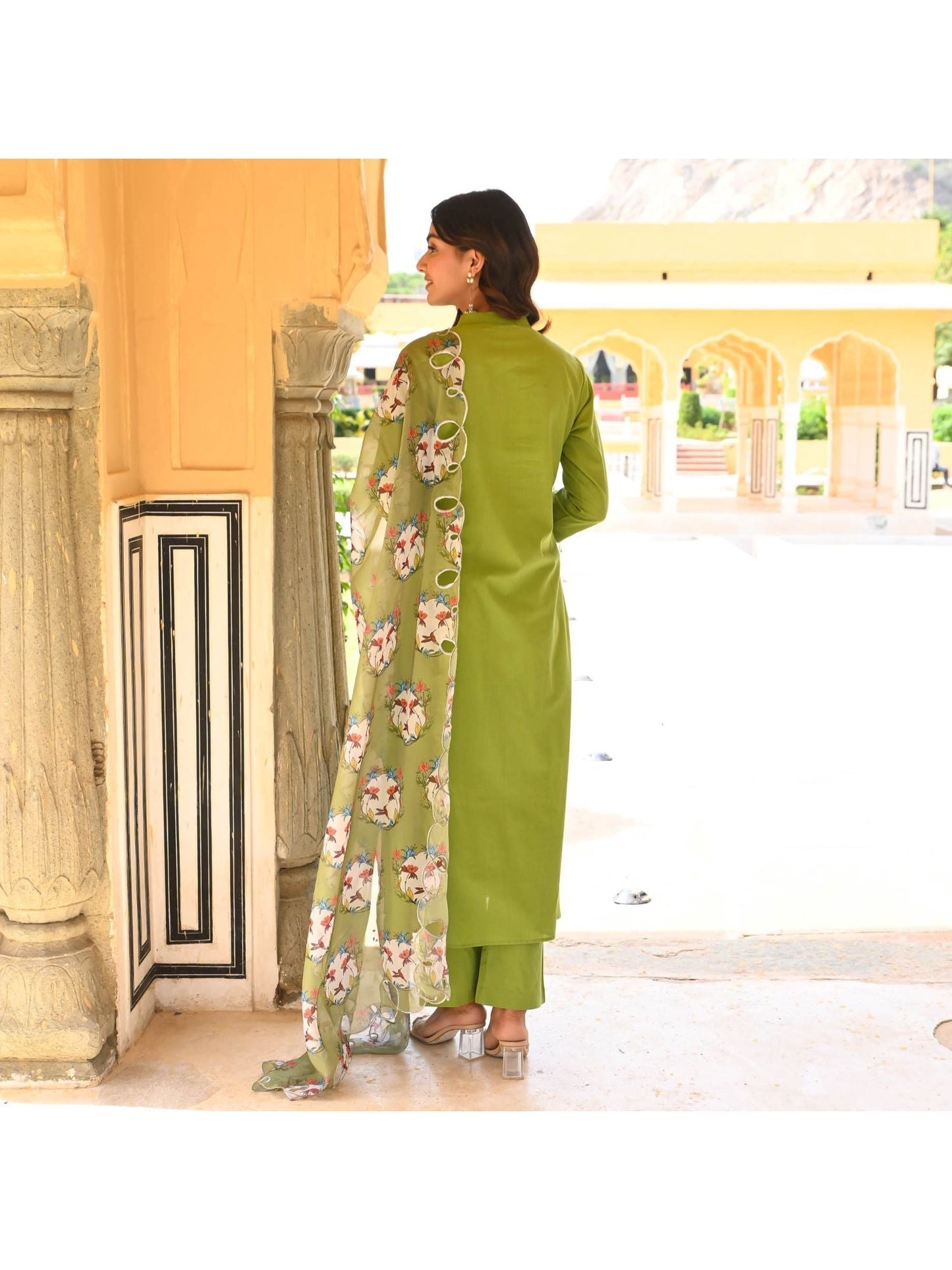 Urbanstree Lush Green Anarkali (Set of 3)