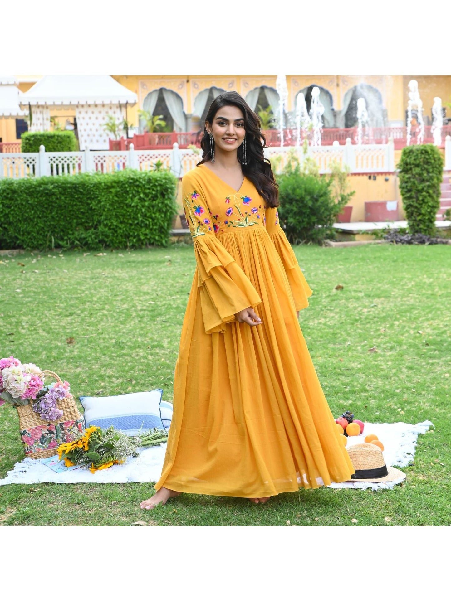 Urbanstree Poppy Yellow Maxi Dress