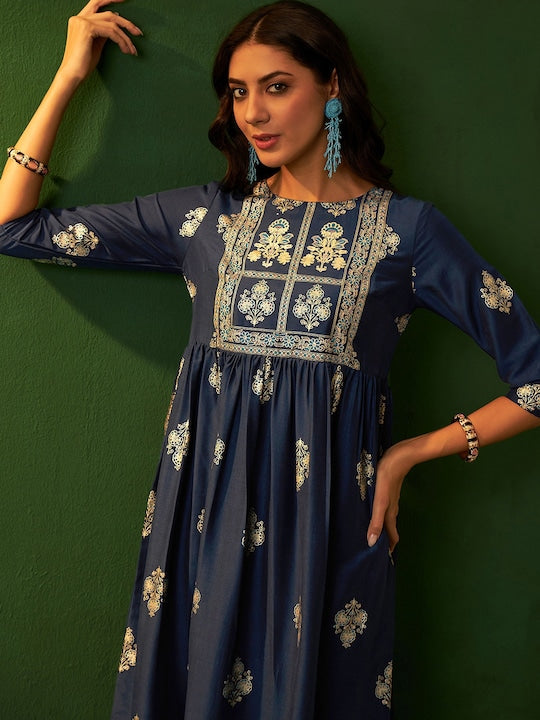 Sangria Embroidered Flared Kurta Trouser Set