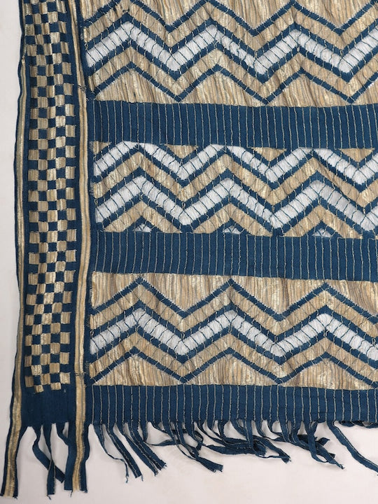 House of Pataudi Ethnic Motifs Woven Design Straight Kurta With Trousers & Dupatta