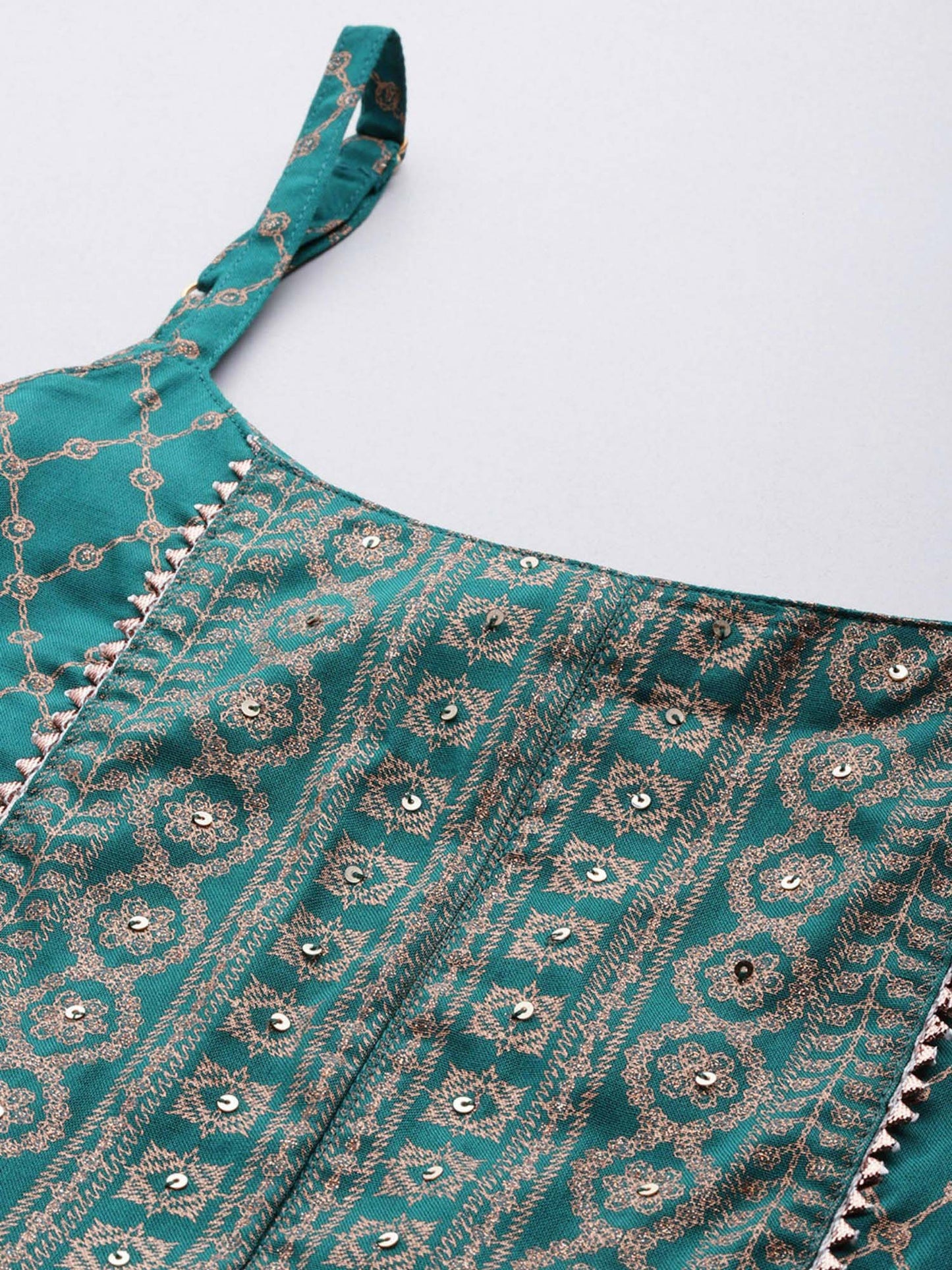 ISHIN Womens Embellished Turquoise Blue Straight Kurta