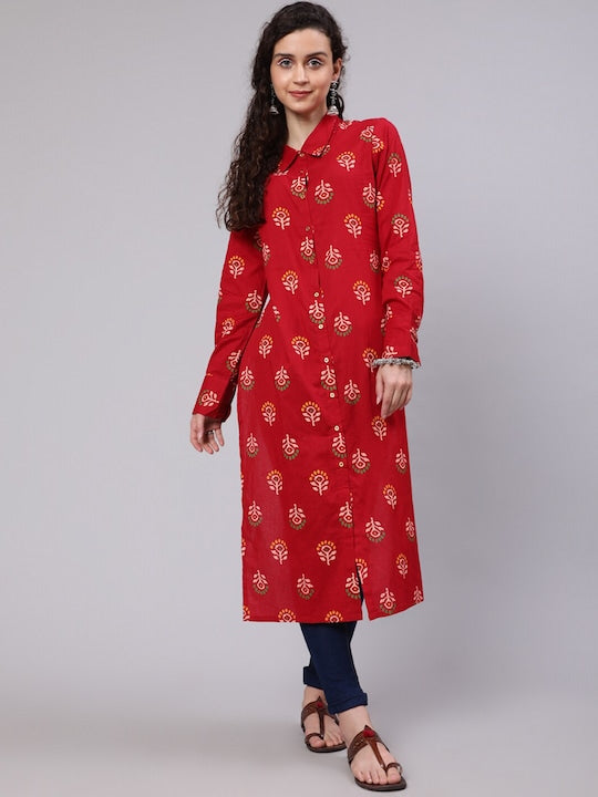 AKS Ethnic Motifs Printed Shirt Collar Kurta